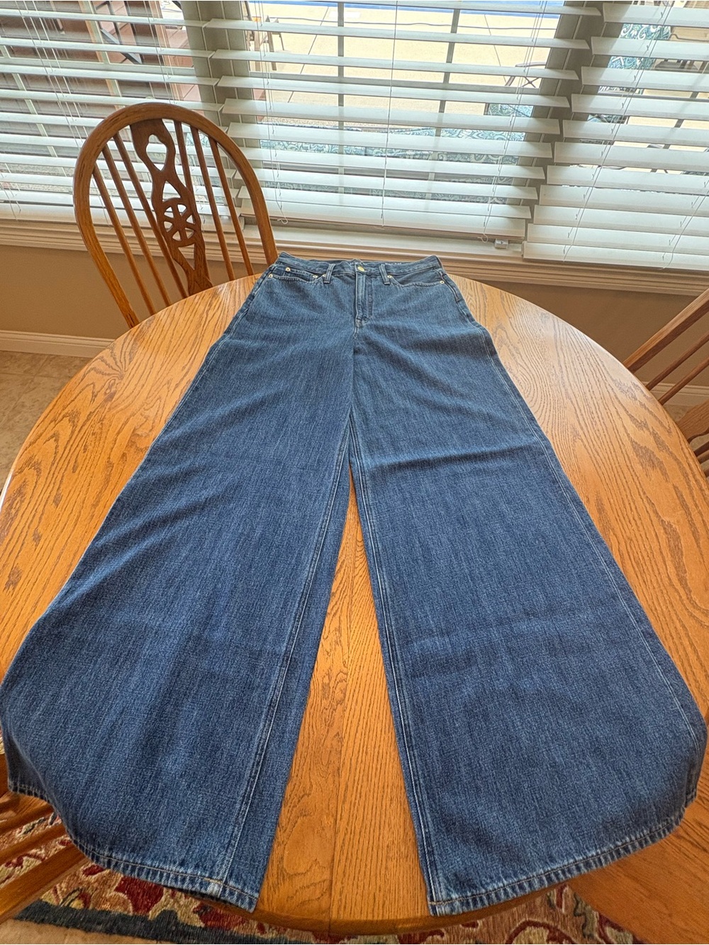 J. Crew High Rise Super Wide Leg Jeans Mid Blue Denim Baggy Size 30T 34” EUC - Picture 2 of 12